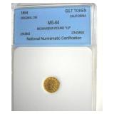 1854 Gilt Token NNC MS64 Indian-Bear
