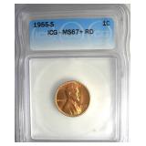 1955-S Cent ICG MS67+ RD LISTS $750