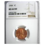 1958 Cent NGC MS66 RD