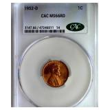 1952-D Cent CAC MS66 RD