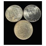 1922-S, 1922-D, 1925 Peace BU