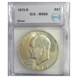 1973-S Silver Ike ICG MS69 LISTS $11000