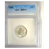 1955 Dime ICG MS67+ LISTS $475