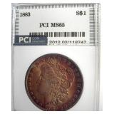 1883 Morgan PCI MS65 Golden Purple