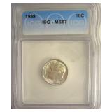 1959 Dime ICG MS67 LISTS $135