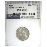 1964 100 Yen Silver PCI MS68 Japan Olympics