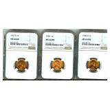 1957-D 1958 1958-D Cent NGC MS66 RD 3 Pc Lot