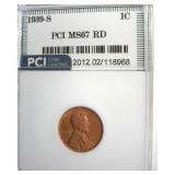 1939-S Cent MS67 RD LISTS $140