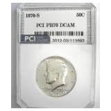 1970-S Kennedy PR70 DCAM LISTS $375 IN 69DC