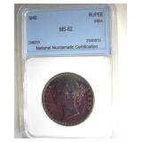 1840 Rupee NNC MS62 20 Year Old Queen Victoria