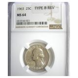 1963 FS 901 TB Rev Quarter NGC MS65
