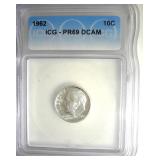 1962 Dime ICG PR69 DCAM LISTS $350