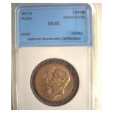 1911-A 3 Mark NNC MS66 Prussia