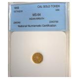 1859 Cal Gold Token NNC MS64 Indian-Bear