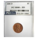 1938-D Cent PCI MS66+ RD