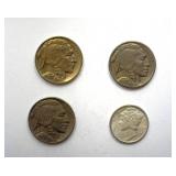 1937 x3 1945-S 5C 10C 4 PC LOT