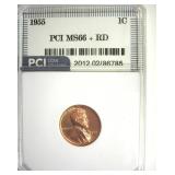 1955 Cent MS66+ RD LISTS $140