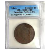 18XX Copper 50C ICG MS64 BR Paraguay Pattern