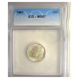 1961 Dime ICG MS67