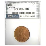 1916 Cent PCI MS64 RB Canada