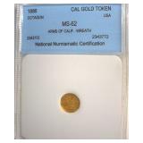 1886 Cal Gold Token NNC MS62 Arms Calif-Wreath
