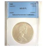 1965 Pointed 5 Dollar NNC MS69 PL Canada