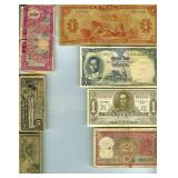 12 Vintage Bank Notes India Bolivia Thailand