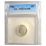 1964 Dime ICG PR69 DCAM LISTS $125