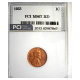 1953 Cent MS67 RD LISTS $3750