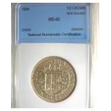 1934 1/2 Crown NNC MS60 New Zealand