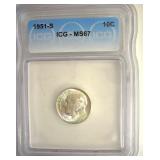 1951-S Dime ICG MS67