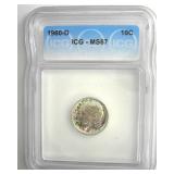 1960-D Dime ICG MS67