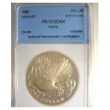 1980 Silver Dollar NNC PR70 DCAM New Zealand