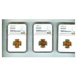 1957-D 1958 1958-D Cent NGC MS66 RD 3 Pc Lot