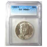 1969-D Kennedy ICG MS66+ LISTS $1450