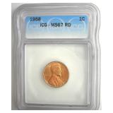 1958 Cent ICG MS67 RD LISTS $450