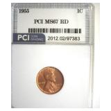1955 Cent MS67 RD LISTS $850