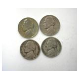 1939 x4 Nickels 4 PC LOT