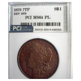 1878 7TF Morgan MS64 PL LISTS $650