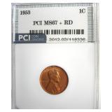 1953 Cent MS67+ RD LISTS $12500