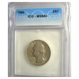 1960 Quarter ICG MS66+ LISTS $150