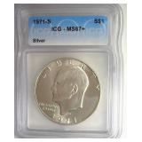 1971-S Silver Ike ICG MS67+ LISTS $3150