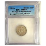 18XX Silver 10C ICG MS65 Pattern Die