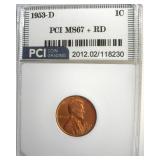 1953-D Cent MS67+ RD LISTS $6750