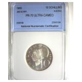 1965 10 Schilling NNC PR70 UCAM Austria .640 Silv