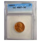 1955-S Cent ICG MS67+ RD LISTS $800