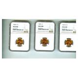 1957-D 1958 1958-D Cent NGC MS66 RD 3 Pc Lot