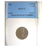 1956 5 Cents NNC MS67 PL Canada