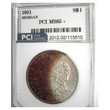 1921 Morgan PCI MS65+ Crescent Toning