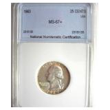 1963 Quarter MS67+ LISTS FOR $9000
